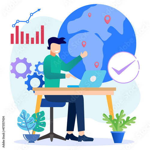 Illustration vector graphic cartoon character of international financial growth