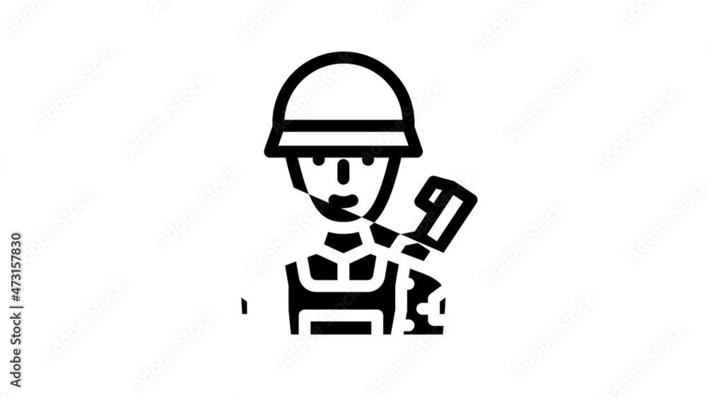 army male animated line icon army male sign. isolated on white background army male animated line icon army male sign. isolated on white background