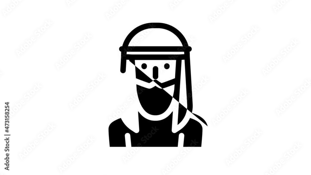 arab muslim guy animated line icon arab muslim guy sign. isolated on white background arab muslim guy animated line icon arab muslim guy sign. isolated on white background