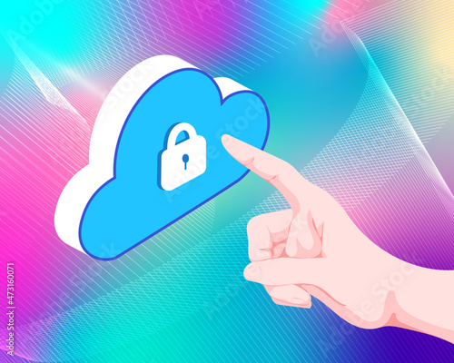 Finger pointing at cloud security icon