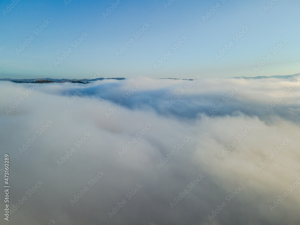 aerial view above the clouds