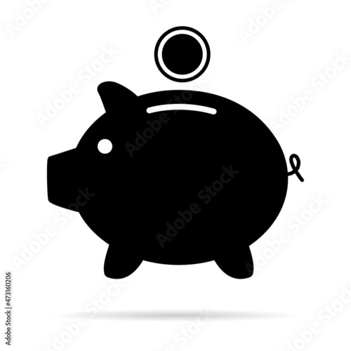 Piggy bank flat icon, sign vector with empty web symbol. Money income, economic graphic button