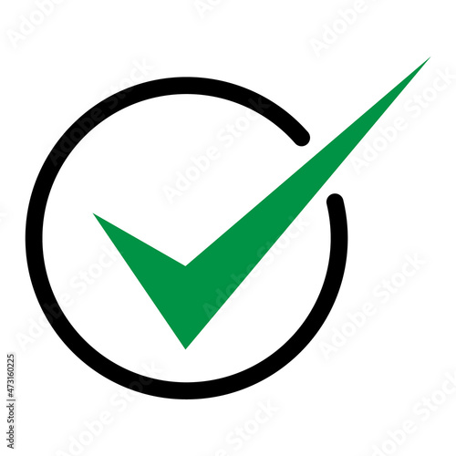 Check mark, tick icon, succes - yes vector illustration isolated on background, vote positive