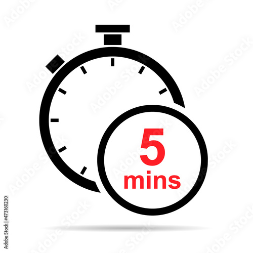 Timer sport icon shadow, stopwatch digital graphic symbol, time circle sign vector illustration button. Stop and start measure