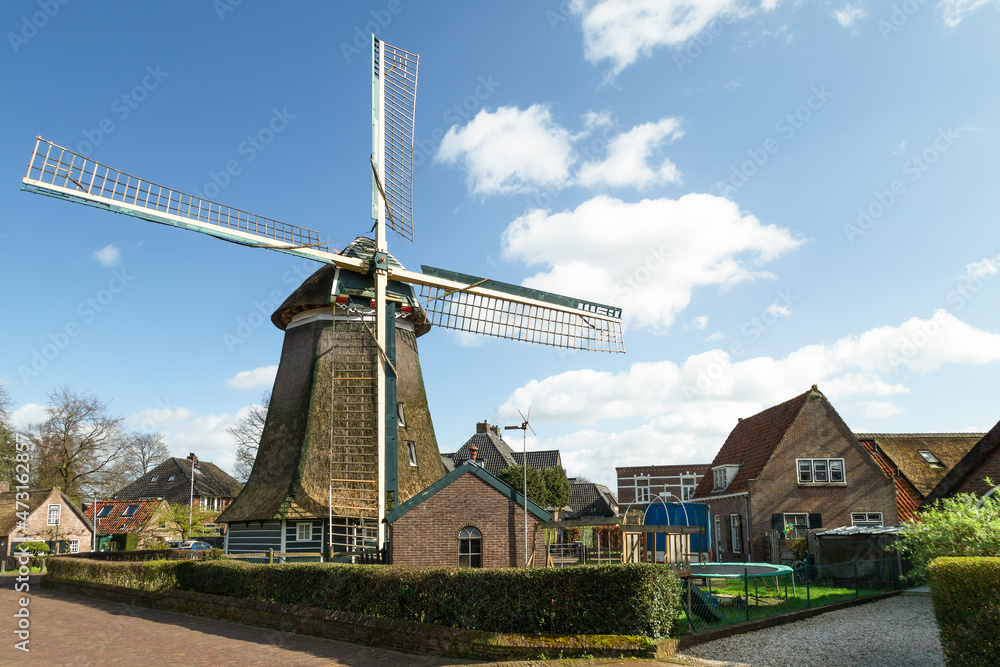 Corn mill in the middle of the picturesque village of Laren in the Netherlands.