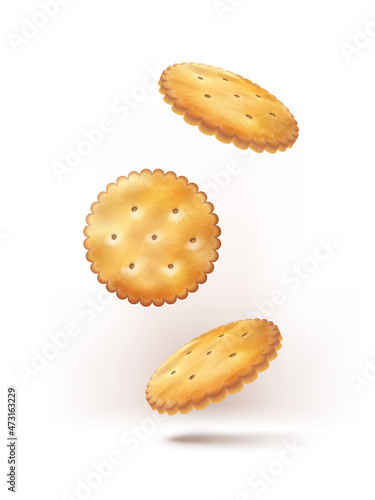 Vector icon. Realistic falling round crackers.