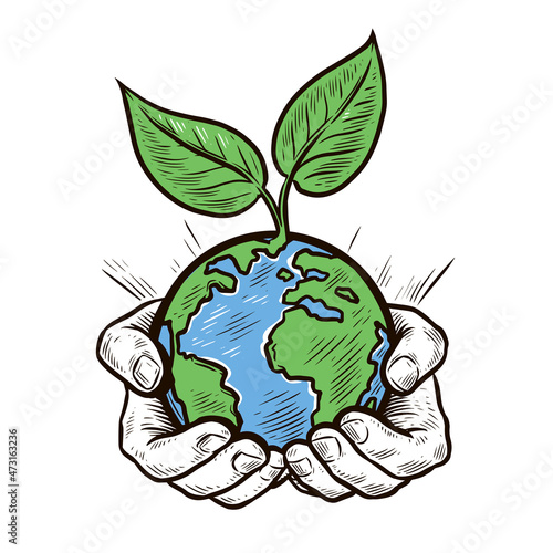 Caring for nature and environmental protection. Earth Day, ecology of environment vector