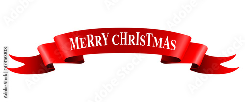 Red ribbon with congratulations merry christmas 