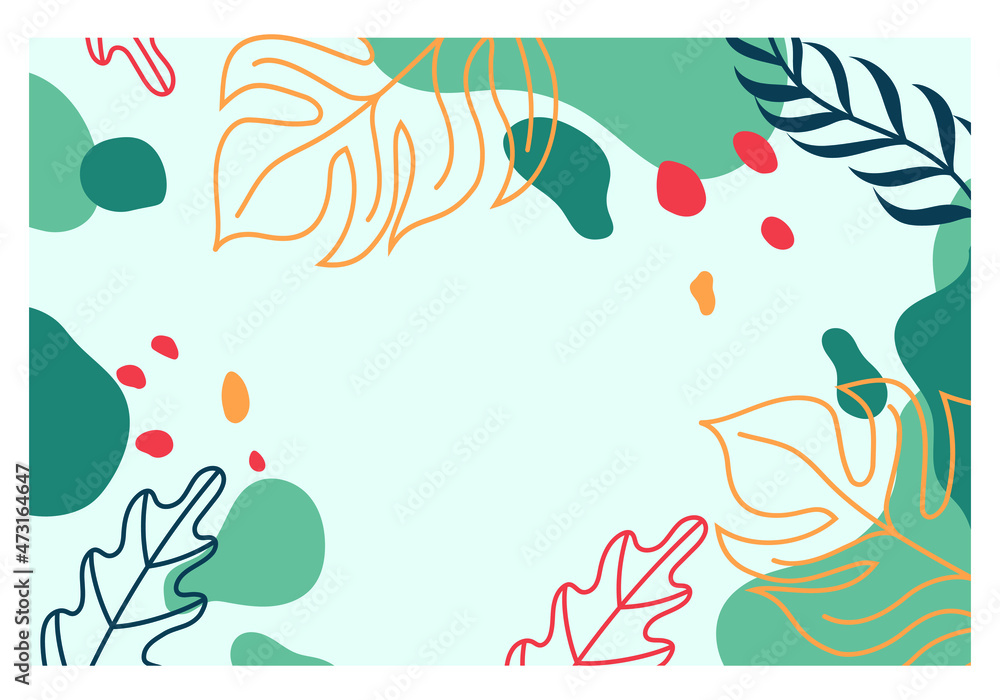 Obraz premium floral copy space illustration in green. beautiful abstract background drawing in summer escape theme for invitations, posters, covers, cards, etc.