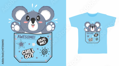 Cute koala in the pocket tee design concept © Clushy