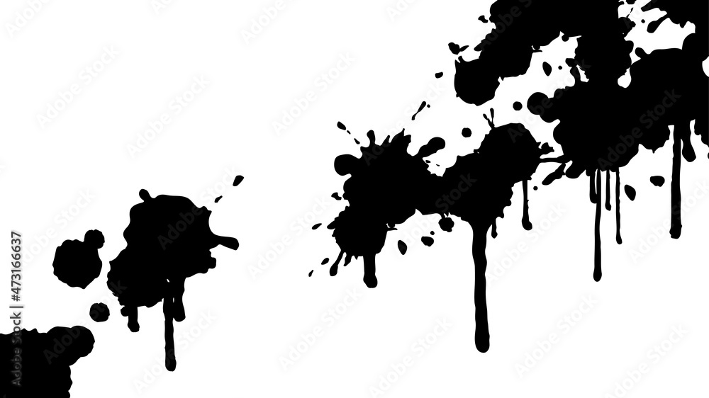 飛びはねたインクが垂れたイラスト素材 飛び散った墨の背景 シルエット 16 9 Vector De Stock Adobe Stock