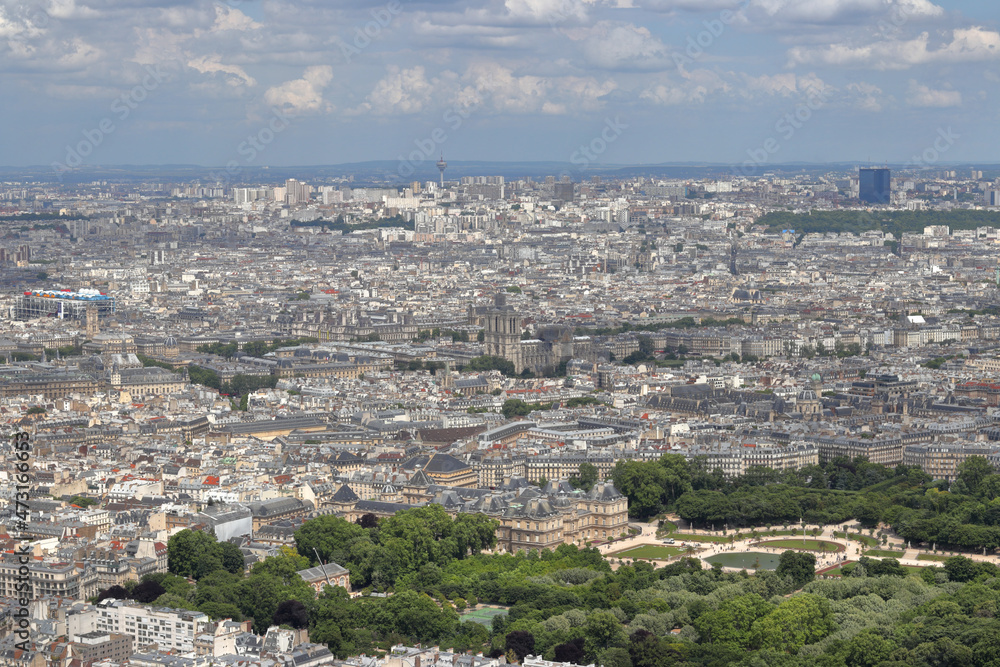 Areal view of Paris, capital of France 