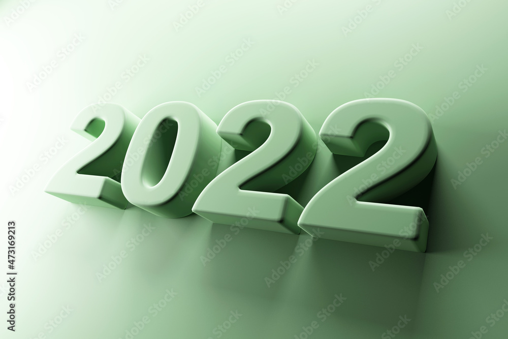 2022 New Year Symbol on green studio background 2022 New Year Symbol on green studio background