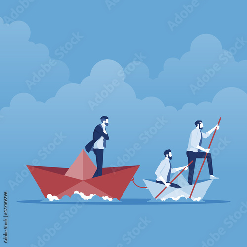 Unity is strength, workers who make the company go forward, concept of teamwork