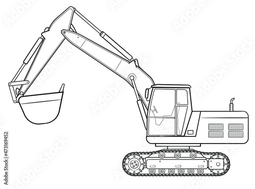 Excavator vector stock illustration.