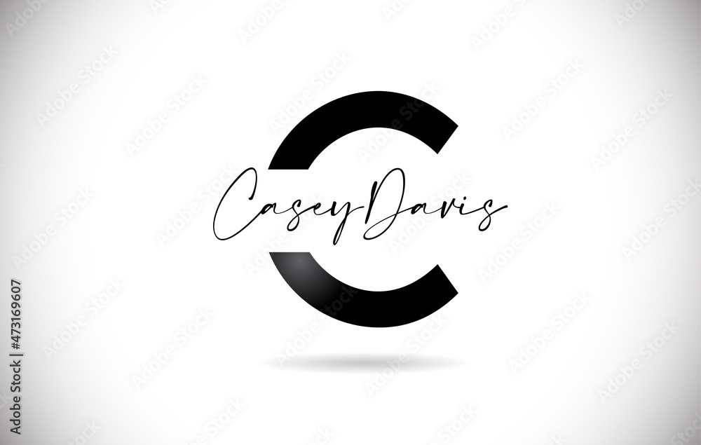 Letter C logo Design with Handwritten Name and Black Colors. Creative letter Icon Vector Letter C logo Design with Handwritten Name and Black Colors. Creative letter Icon Vector