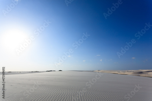 White sand dunes panorama from Lencois Maranhenses National Park, Brazil.