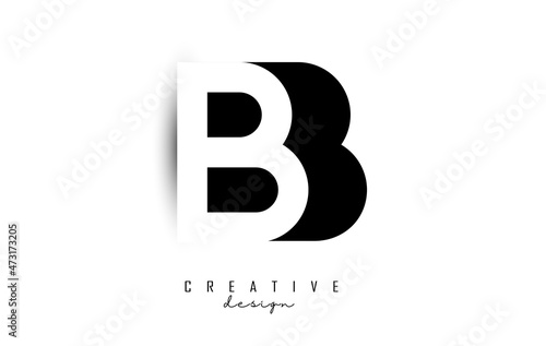 Letters BB Logo with black and white negative space design. Letters B and b with geometric typography.