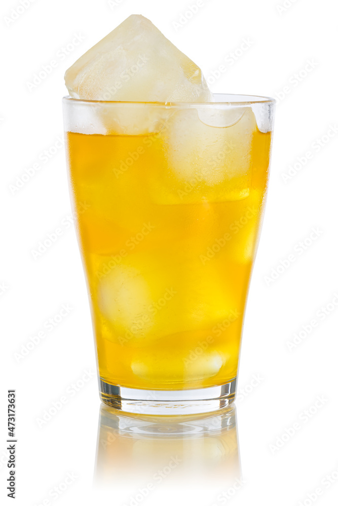 Orange lemonade drink softdrink in a glass isolated on white Orange lemonade drink softdrink in a glass isolated on white
