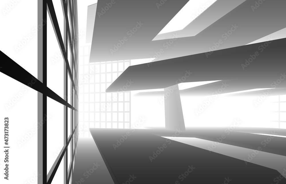 Fototapeta premium Abstract architecture 3d illustration digital drawing
