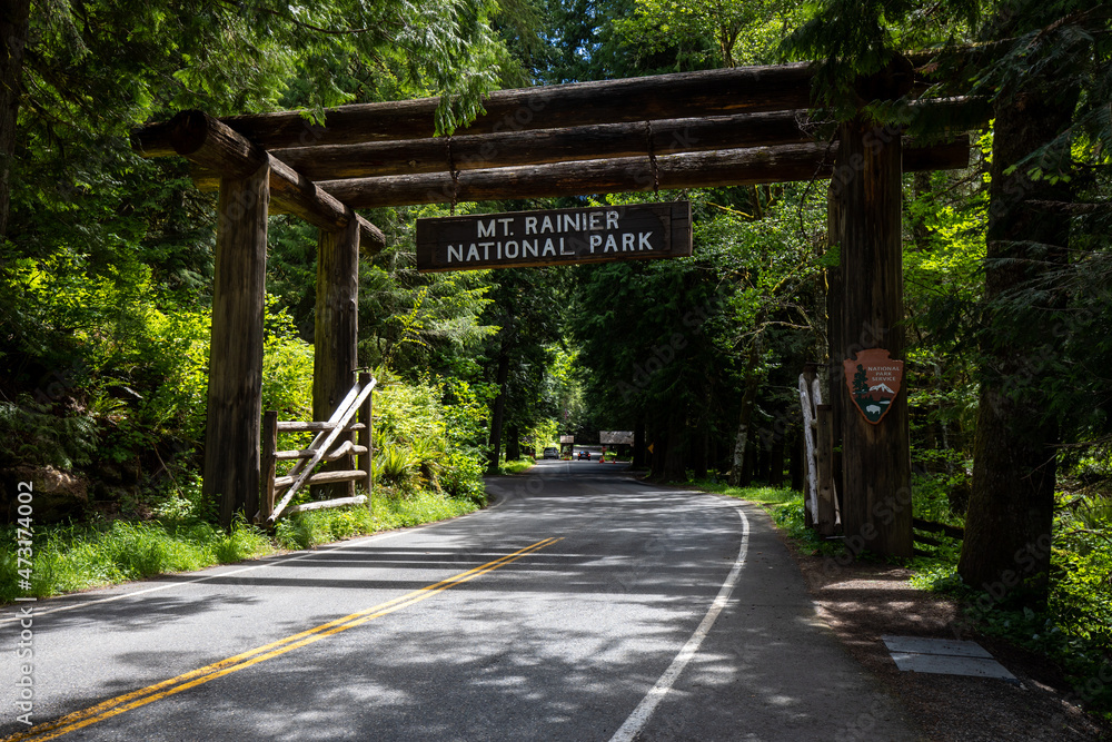 Nisqually entrance of Mount Rainier National Park in Washington State during Summer. Nisqually entrance of Mount Rainier National Park in Washington State during Summer.