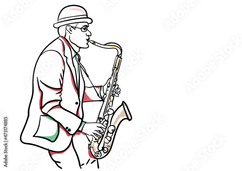 a saxophone player in the spotlight