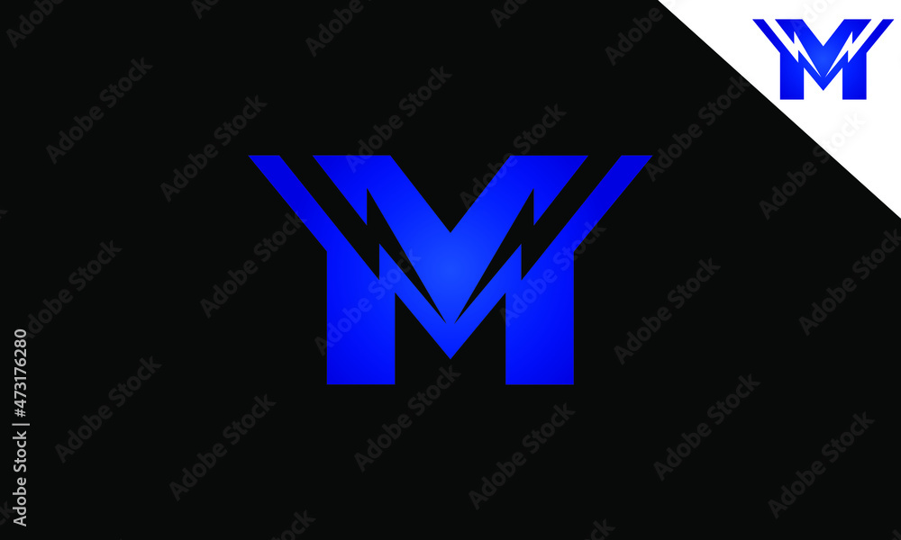 Letter MV or VM Lightning Logo Design Vector Letter MV or VM Lightning Logo Design Vector