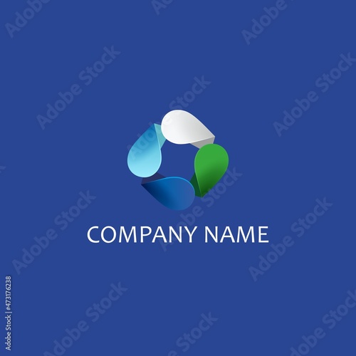 логотип абстракция фигура лепестки лопасти вихрь холодный logo 3d 