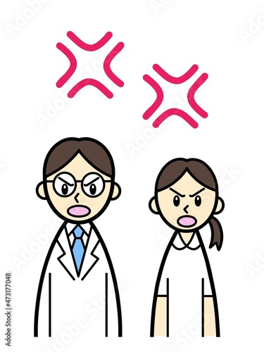 angry doctor and nurse with anger symbols
