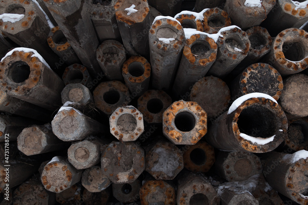 Stack of the concrete poles Stack of the concrete poles