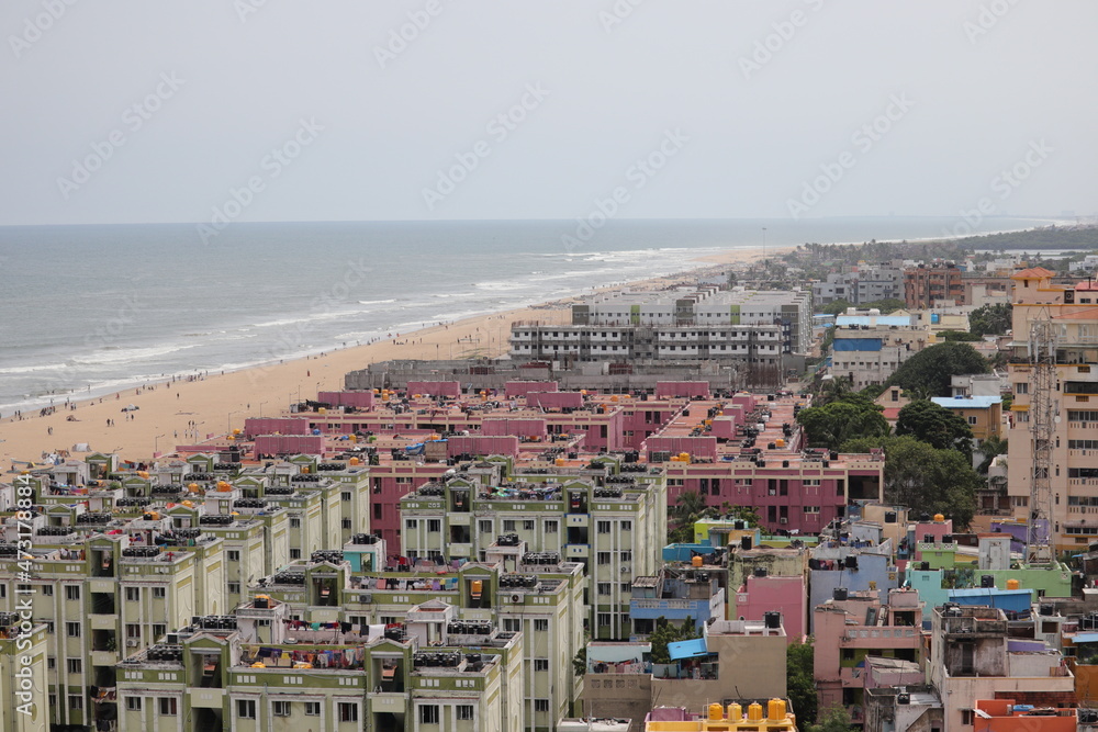 Marina Beach in Chennai next to the city