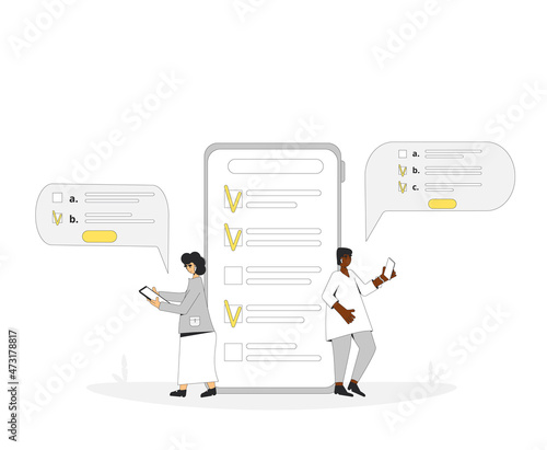 Survey on phone. Online test.