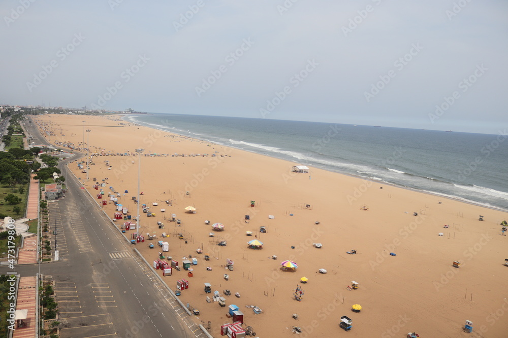  Scene of Marina Sea Beach in Chennai.