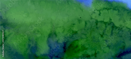 Fondo, banner de textura de acuarela en colores azules y verdes. Manchas formando texturas abstractas. Textura vectorizada con espacio para texto o imagen