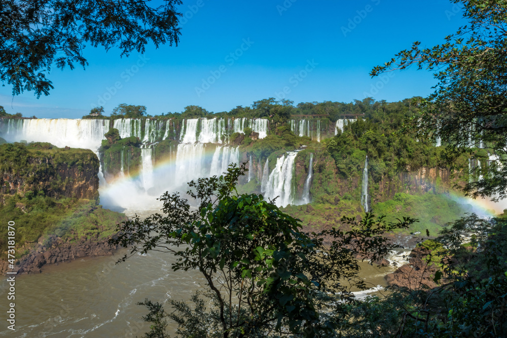 View of Iguazu Falls from argentinian side, one of the Seven Natural Wonders of the World - Puerto Iguazu, Argentina