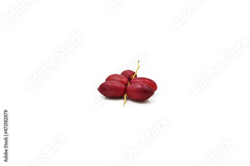 Raw dates palm-red dates isolated on white background