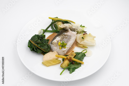 Obraz na płótnie Filet de lieu jaune, blette, haricots verts w salonie