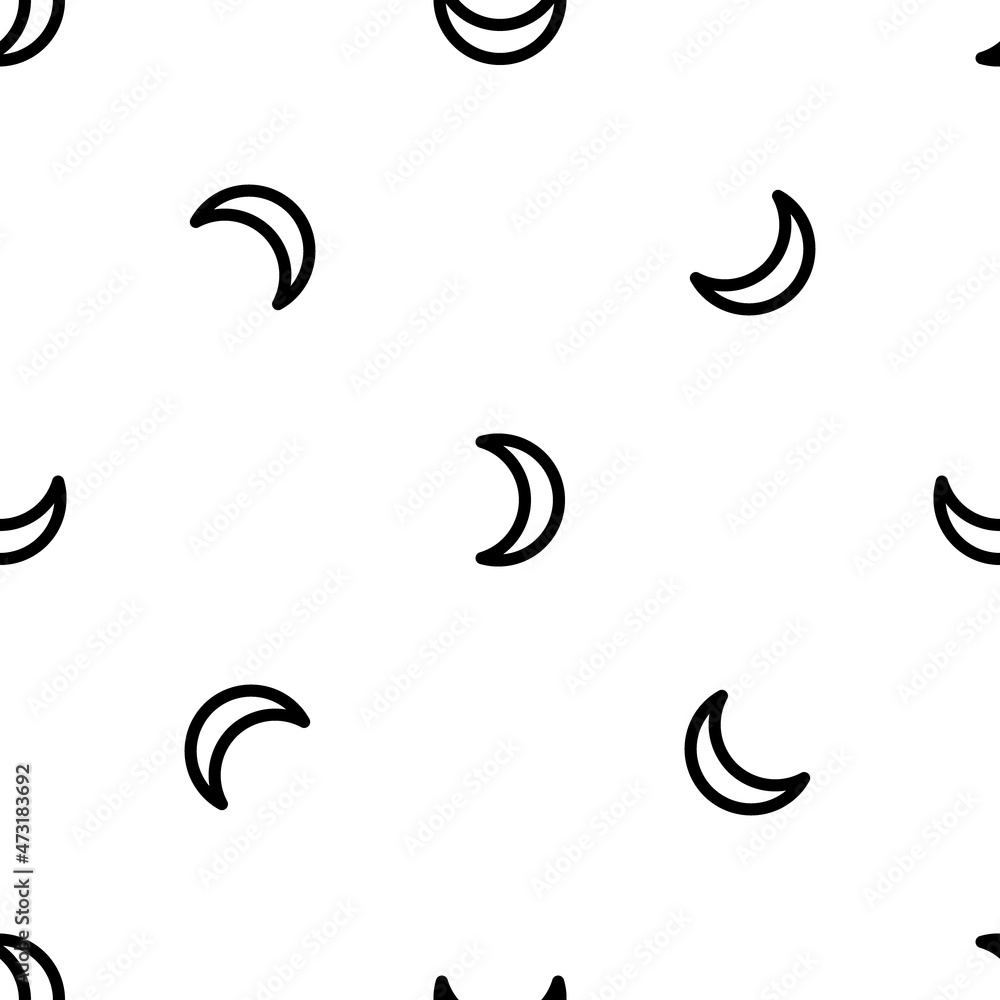 Seamless pattern of repeated black moon astrological symbols. Elements are evenly spaced and some are rotated. Vector illustration on white background Seamless pattern of repeated black moon astrological symbols. Elements are evenly spaced and some are rotated. Vector illustration on white background