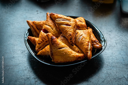 Puff pastry triangles.