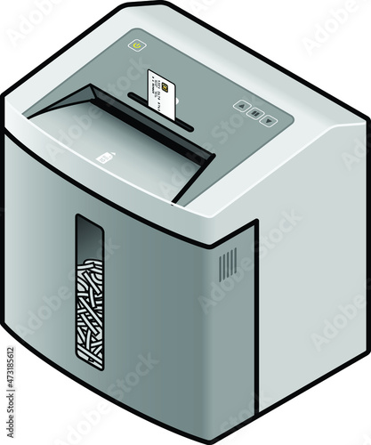 A credit card being fed into a paper shredder.