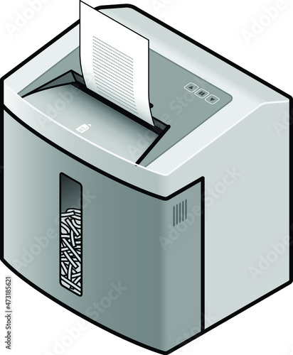 A single sheet of paper being fed into a paper shredder.