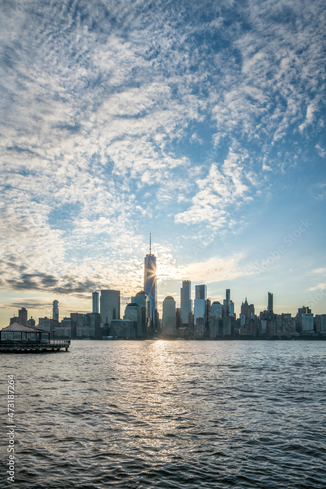 Lower Manhattan skyline at sunrise, New York City, USA Lower Manhattan skyline at sunrise, New York City, USA
