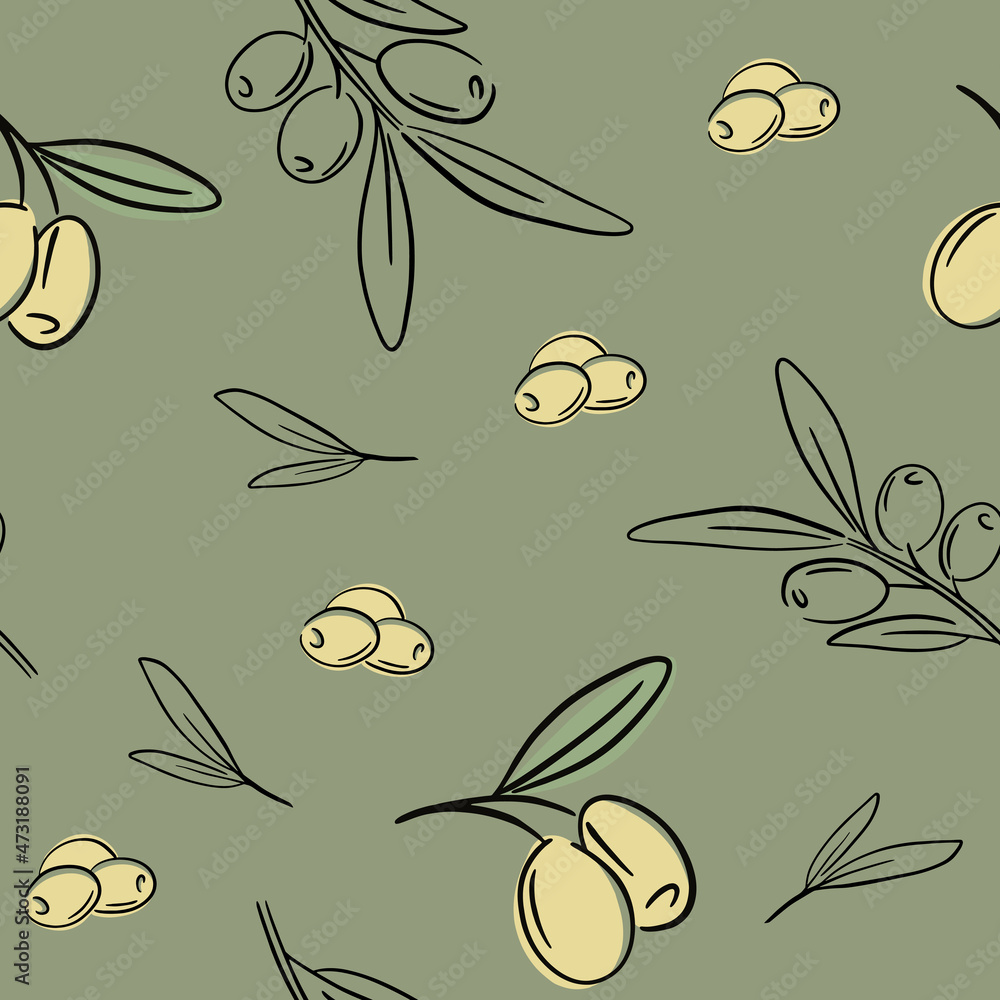 Fototapeta premium Vector decorative wreath olive branch.For labels, packaging