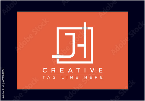 Letter JH logo icon design template elements. Initial logo design, geometric logo. Creative Modern Monogram alphabet. photo