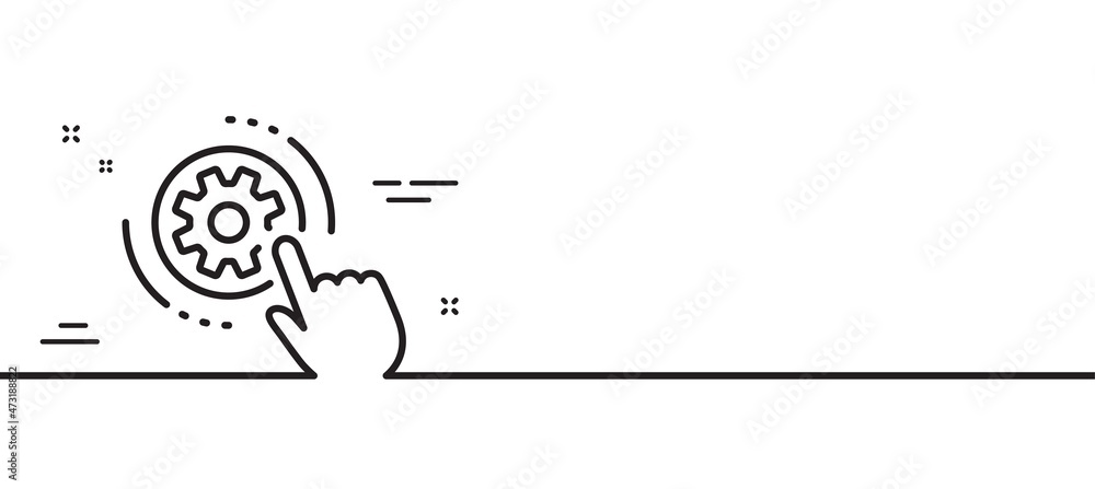 Obraz premium Cogwheel settings line icon. Engineering tool sign. Cog gear symbol. Minimal line illustration background. Cogwheel settings line icon pattern banner. White web template concept. Vector