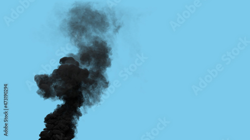 black heavy carbon smoke emission from oil power plant, isolated - industrial 3D rendering