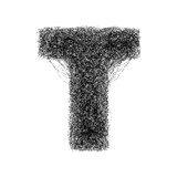 Decorative letter t made of particles isolated on white background. Vector illustration