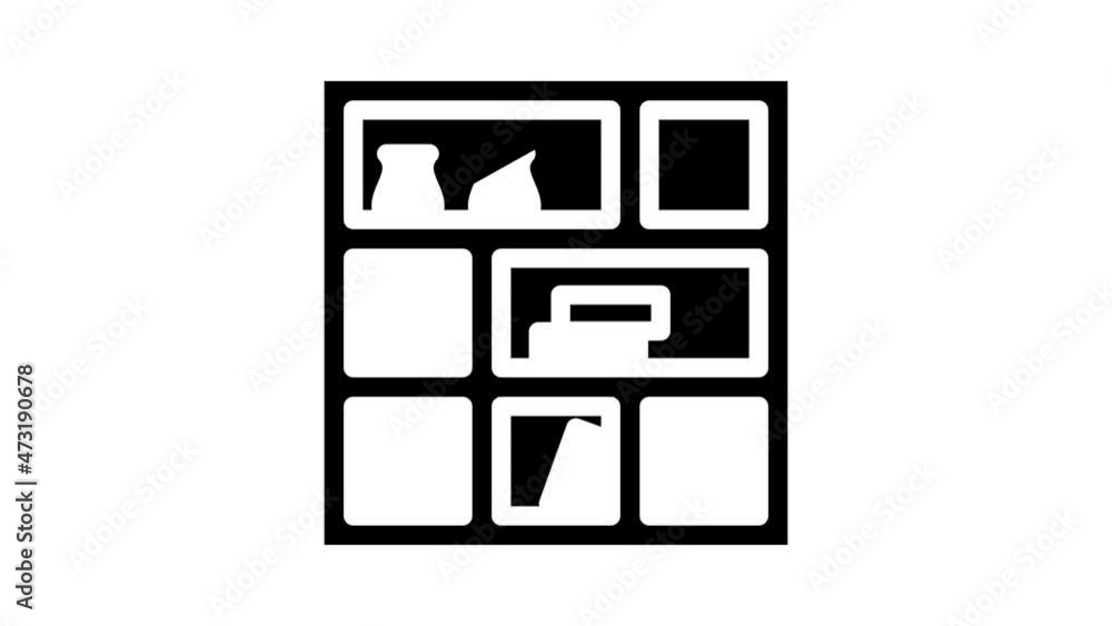 shelves furniture animated glyph icon shelves furniture sign. isolated on white background shelves furniture animated glyph icon shelves furniture sign. isolated on white background