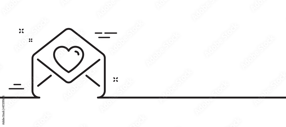 Love letter line icon. Heart mail sign. Valentine day symbol. Minimal line illustration background. Love letter line icon pattern banner. White web template concept. Vector Love letter line icon. Heart mail sign. Valentine day symbol. Minimal line illustration background. Love letter line icon pattern banner. White web template concept. Vector