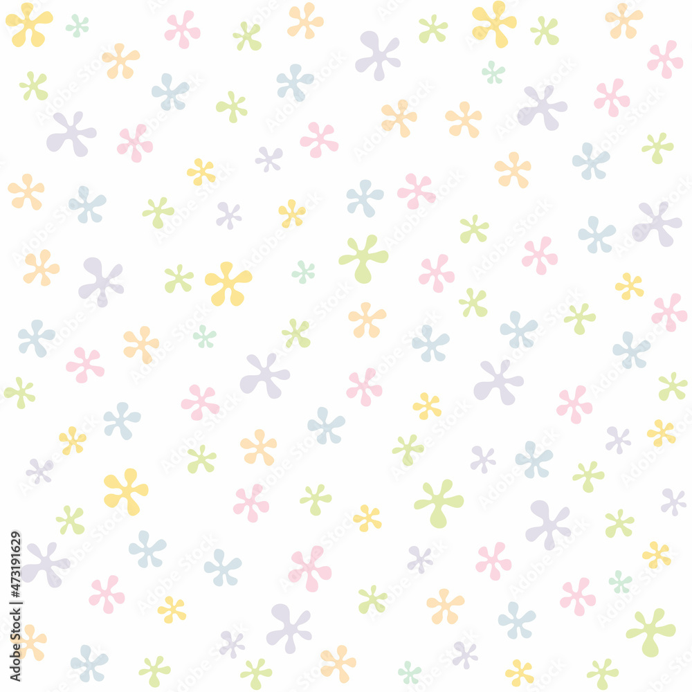 Cute seamless pattern with small pastel flowers on whiy background. Floral background. Designs used in textile, fabric, publication, gift wrapping, wallpapper, vector illustration Cute seamless pattern with small pastel flowers on whiy background. Floral background. Designs used in textile, fabric, publication, gift wrapping, wallpapper, vector illustration
